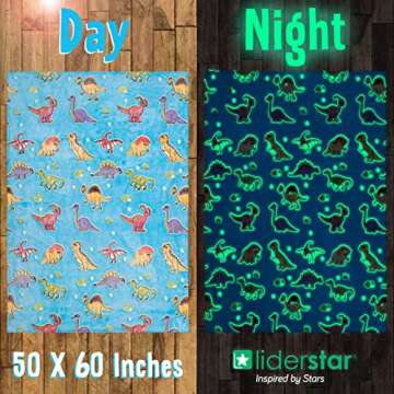 Dinosaur Blanket for Boys - Glow in The Dark Fleece Kids Plush Blanket