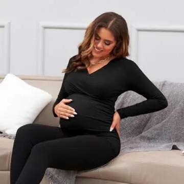 Stylish Maternity Shirt Long Sleeve Nursing Tunic Top