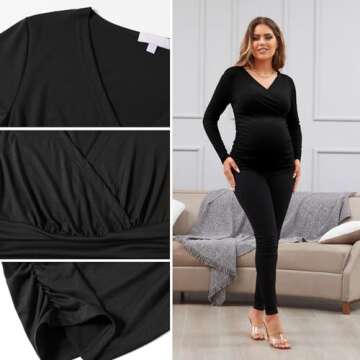 Stylish Maternity Shirt Long Sleeve Nursing Tunic Top