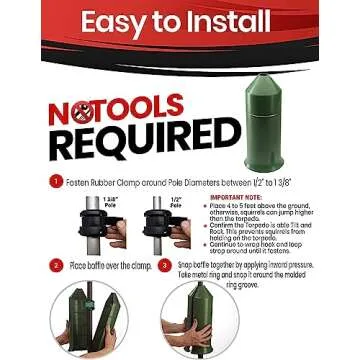 iPrimio 18" Squirrel Baffle - Easy Install Pole Wrap Around Baffle: Protect Hanging Bird Feeders, Sq...