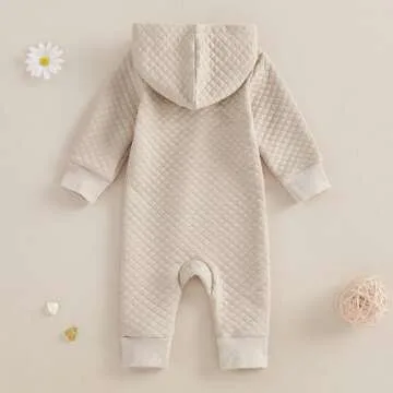 Adorable Newborn Hooded Romper for Fall Winter Warmth