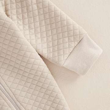 Newborn Baby Boy Girl Fall Winter Clothes Zipper Hooded Romper Cute Long Sleeve Jumpsuit Warm One Piece Outfit (Solid Beige, 0-3 Months)