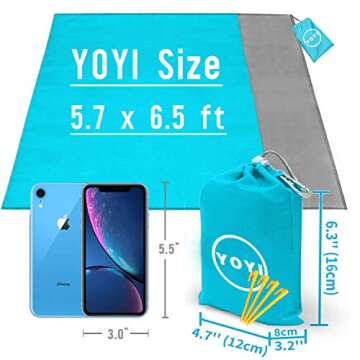 YOYI YOYI Sandproof Beach Blanket 69x82 - Lightweight Waterproof Picnic Mat for Outdoor Fun