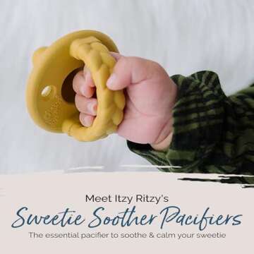 Itzy Ritzy Silicone Pacifiers for Newborn - Sweetie Soother Pacifiers Feature Collapsible Handle & T...
