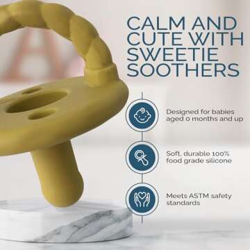 Itzy Ritzy Silicone Pacifiers for Newborn - Sweetie Soother Pacifiers Feature Collapsible Handle & Two Air Holes for Added Safety; for Ages Newborn and Up, Set of 2 in Dark Gray & Yellow