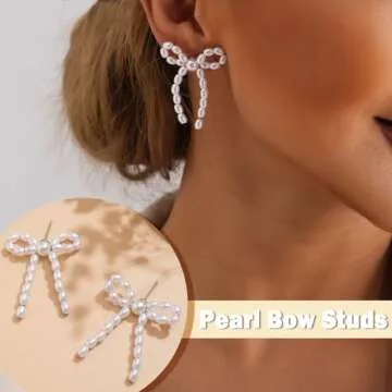 Charming Gold Bow Earrings Set for Elegant Women