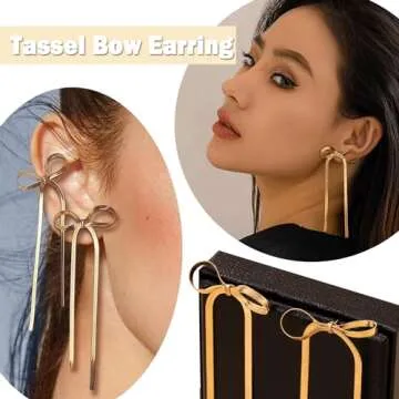 Charming Gold Bow Earrings Set for Elegant Women