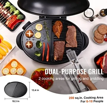VEVOR Electric Grill 1800W Portable BBQ for Outdoor Cooking