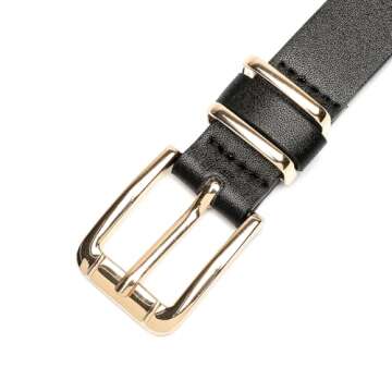 IFENDEI Women Waist Belts for Dresses Thin Black Skinny Leather Belts with Gold Pin Buckle Black X-Small