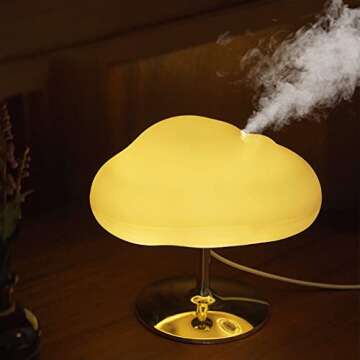 BEKIKAIPING Cloud Shaped Humidifier Essential Oil Diffuser Colorful LED Table Lamp Cool Mist Maker Fogger Cloud Ultrasonic Large Capacity Home or Hotel Bedroom Night Light WHITE