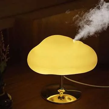 BEKIKAIPING Cloud Shaped Humidifier Essential Oil Diffuser Colorful LED Table Lamp Cool Mist Maker Fogger Cloud Ultrasonic Large Capacity Home or Hotel Bedroom Night Light WHITE