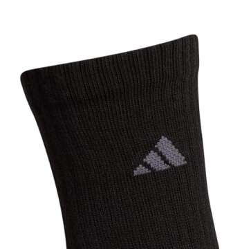 adidas Athletic Cushioned Crew Socks (6 Pairs) Kids Discontinued, Black/Onix Grey/Night Grey, Medium