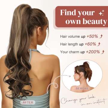 LONAI 24" Ponytail Extension - Curly Wavy Clip-In Hair