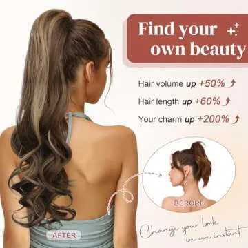 LONAI 24" Ponytail Extension - Curly Wavy Clip-In Hair