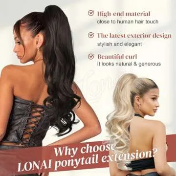 LONAI 24" Ponytail Extension - Curly Wavy Clip-In Hair