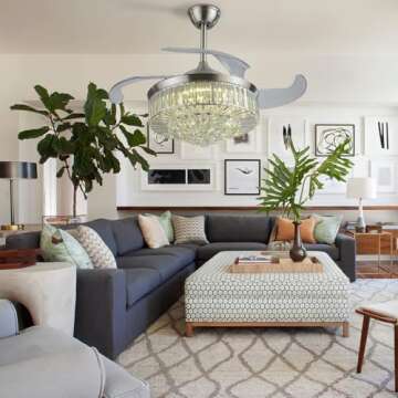 Stylish RuiWing 42'' Crystal Ceiling Fan with LED Light