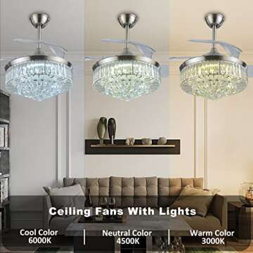 Stylish RuiWing 42'' Crystal Ceiling Fan with LED Light