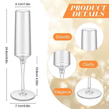 Meanplan Acrylic Champagne Flutes 5.6 oz Unbreakable Elegant Stemmed Glasses Reusable Champagne Toas...