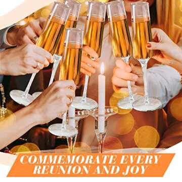 Meanplan Acrylic Champagne Flutes 5.6 oz Unbreakable Elegant Stemmed Glasses Reusable Champagne Toasting Cups Clear Glasses for Birthday Party Wedding Anniversary(12 Pieces)