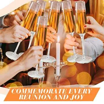 Meanplan Acrylic Champagne Flutes 5.6 oz Unbreakable Elegant Stemmed Glasses Reusable Champagne Toasting Cups Clear Glasses for Birthday Party Wedding Anniversary(12 Pieces)