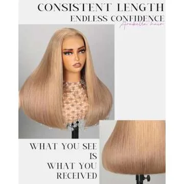 Arabella 5x6 Ready to Go Glueless Wigs Human Hair 230% Density Lace Front Wigs Human Hair 12A Light Brown Blonde Wig Human hair Pre Cut Lace Pre Plucked Bleached Knots (16inch, 5X6 Straight Wig)
