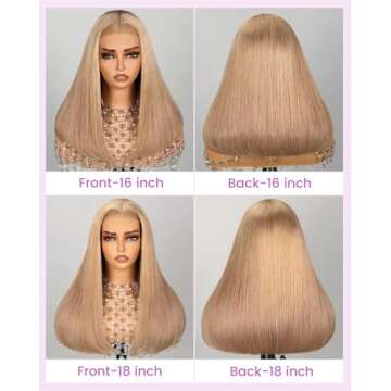 Arabella 5x6 Ready to Go Glueless Wigs Human Hair 230% Density Lace Front Wigs Human Hair 12A Light Brown Blonde Wig Human hair Pre Cut Lace Pre Plucked Bleached Knots (16inch, 5X6 Straight Wig)