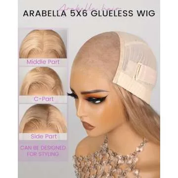 Arabella 5x6 Ready to Go Glueless Wigs Human Hair 230% Density Lace Front Wigs Human Hair 12A Light Brown Blonde Wig Human hair Pre Cut Lace Pre Plucked Bleached Knots (16inch, 5X6 Straight Wig)