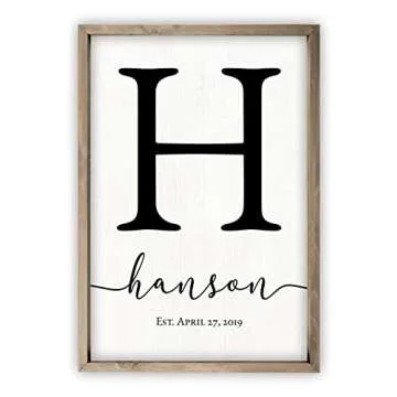 Personalized Framed Wooden Family Name Sign - Custom Sizes Available