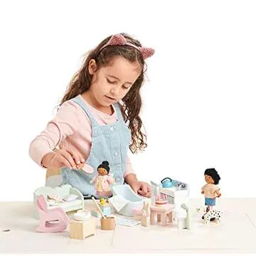 Tender Leaf Toys - Mrs. Forrester and The Baby - Detailed Wooden Doll with Flexible Arms and Legs for Dollhouse - Encourage Creative and Imaginative Play for Children - Age 3+