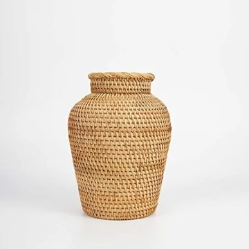Rattan Vase Handmade Woven Plant Flower Vase for Decor