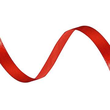 Luxurious Solid Color Red Satin Ribbon, Perfect for Crafts and Gift Wrapping