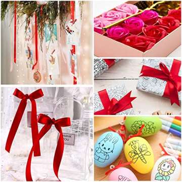 Solid Color Red Satin Ribbon for Gift Wrapping & Crafts