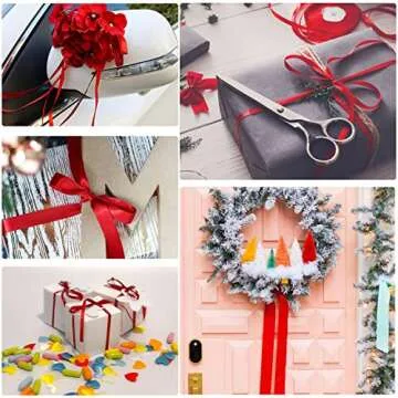 Solid Color Red Satin Ribbon for Gift Wrapping & Crafts