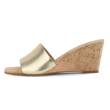 Easyfox Gold Sandals for Women Wedge Heel Sandals Open Toe High Heel Womens Sandals Wedge Heels Slip...