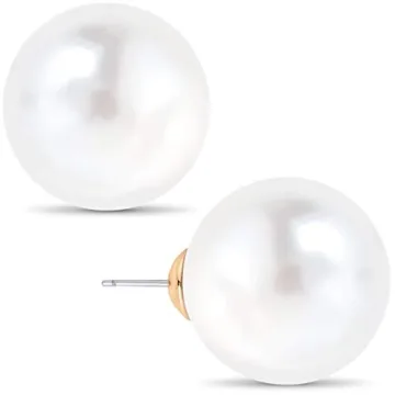 Extra Large Pearl Earrings for Women - Big Pearl Earrings for Women, Large Pearl Studs, Oversized Pe...