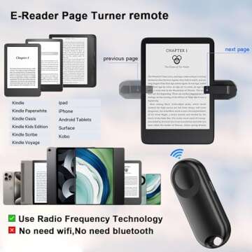 Sycelu RF Remote Control Page Turner for Kindle Paperwhite Accessories Ipad Reading Kobo Surface Comics/Novels Tablets Android Taking Photos Camera Video Recording Triggers(Black)