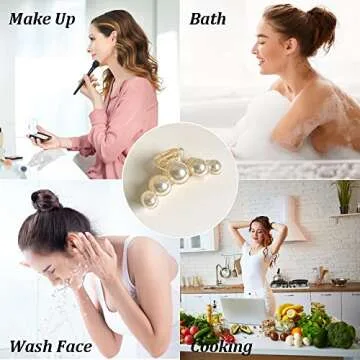 Large Pearl White Hair Clips for Strong Hold - Nonslip Barrettes, Jaw Clamps for Women's Thick or Thin Hair, Daily, Birthday, Wedding Wear