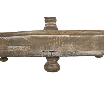 Distressed Brown Wood 2-Tier Tray with Metal Handle