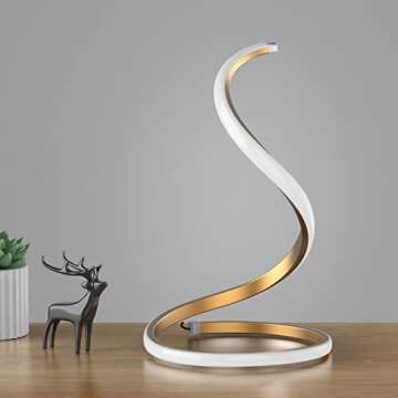 NUÜR Spiral LED Table Lamp, Modern 3 Colors Dimmable Desk Lamp with Minimalist Lighting Design & To...
