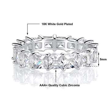 XBRN Eternity Bands,14K White Gold Plated Cubic Zirconia Eternity Ring Band Stackable Rings for Women Men 8