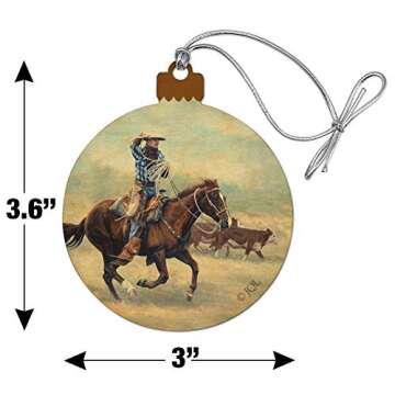 GRAPHICS & MORE Cattle Drive Western Cowboy in The Loop Wood Christmas Tree Holiday Ornament
