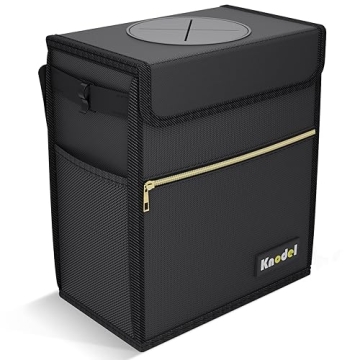 K KNODEL Leak-Proof Car Trash Can with Storage Pockets