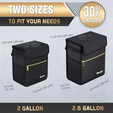 K KNODEL Leak-Proof Car Trash Can with Storage Pockets