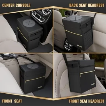 K KNODEL Leak-Proof Car Trash Can with Storage Pockets