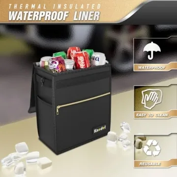 K KNODEL Leak-Proof Car Trash Can with Storage Pockets