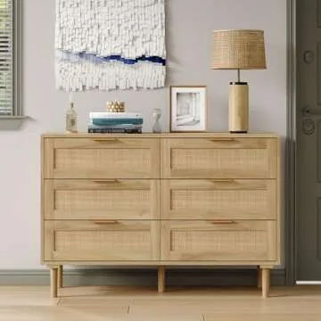 Stylish Furniouse 6 Drawer Rattan Dresser for Your Home