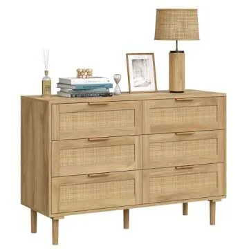 Stylish Furniouse 6 Drawer Rattan Dresser for Your Home