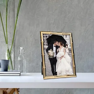 Lawrence Frames 5x7 Gold Bamboo Design Picture Frame