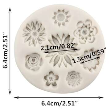MINFEIDMS Daisy Flower Silicone Molds Chrysanthemum Fondant Molds Small Flower Chocolate Mold For Ca...