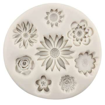 MINFEIDMS Daisy Flower Silicone Molds Chrysanthemum Fondant Molds Small Flower Chocolate Mold For Cake Decorating Cupcake Topper Candy Gum Paste Polymer Clay